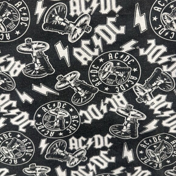 AC/DC T Shirt Men’s S Black White Cannon All Over Print For Those About To Rock - Picture 3 of 6